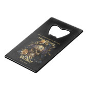 50番目の誕生日金ゴールドスカルバラハローウィンパーティ クレジットカード栓抜き (正面アングル)