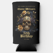 50番目の誕生日金ゴールドスカルバラハローウィンパーティ スリム缶クーラー (正面)