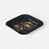 50番目の誕生日金ゴールドスカルバラハローウィンパーティ ペーパープレート (傾斜あり)