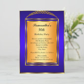 50番目の誕生日金ゴールドブエレガントルー 招待状 (スタンド正面)
