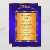 50番目の誕生日金ゴールドブエレガントルー 招待状 (正面/裏面)