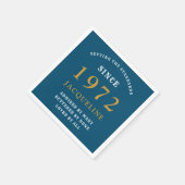 50番目の誕生日1972青い金ゴールド名前標準を追加 スタンダードカクテルナプキン (角)