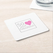 50番目の誕生日50とファブシンプル誕生日 スクエアペーパーコースター (アングル)
