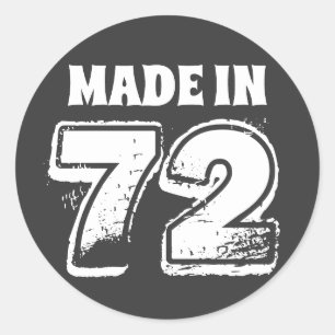 50番目の誕生日72タイポグラフィブラック ラウンドシール