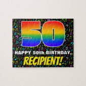 50番目の誕生日:おもしろい、カラフル音楽シンボル、「50」 ジグソーパズル (横)