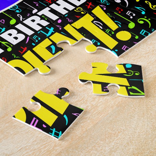 50番目の誕生日:おもしろい、カラフル音楽シンボル、「50」 ジグソーパズル (側面)