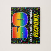 50番目の誕生日:おもしろい、カラフル音楽シンボル、「50」 ジグソーパズル (縦)