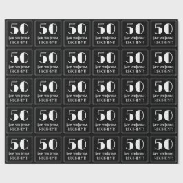 50番目の誕生日-アールデコは「50」、名前 ラッピングペーパー