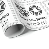50番目の誕生日:インスパイアアールデコスタイル「50」 +名前 ラッピングペーパー (ロールコーナー)