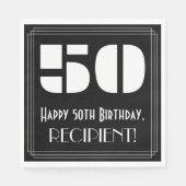 50番目の誕生日:インスパイアアールデコ検索"50" +名前 スタンダードランチョンナプキン (正面)