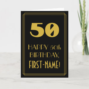 50番目の誕生日-インスパイアアールデコ「50」の外観と名前 カード