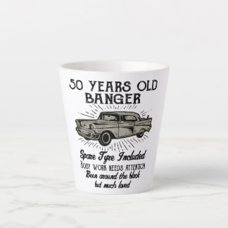 50番目の誕生日·レトロおもしろい·カー·バンジャーの追加日 カフェラテマグ