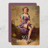 50番目の誕生日,ヴィンテージ，セクシーピンアップガール，カスタム 招待状 (正面/裏面)