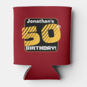 50番目の誕生日(名前をカスタムする番号ストライプのA05) 缶クーラー (正面)