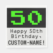 50番目の誕生日- Nerdy / オタク系のスタイル「50」と名前 スタンダードランチョンナプキン (正面)
