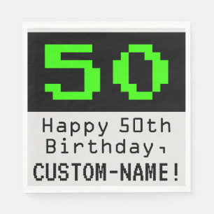 50番目の誕生日- Nerdy / オタク系のスタイル「50」と名前 スタンダードランチョンナプキン