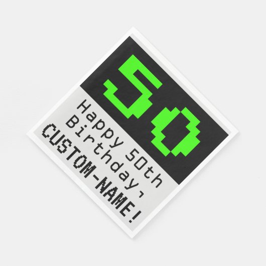 50番目の誕生日- Nerdy / オタク系のスタイル「50」と名前 スタンダードランチョンナプキン (角)