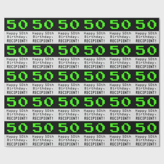 50番目の誕生日- Nerdy / オタク系のスタイル「50」と名前 ラッピングペーパー (フラット)