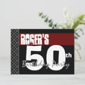 50番目の誕生日Wモダン1706赤白 招待状 (スタンド正面)