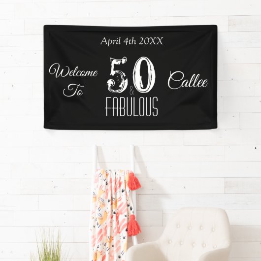 50番目の誕生祝い空白のと白 横断幕 (インサイチュ)