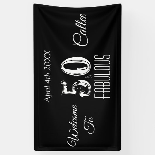 50番目の誕生祝い空白のと白 横断幕 (縦)