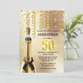 50番目の金ゴールドグリッターワきらめくインエレガントパーティー 招待状 (スタンド正面)