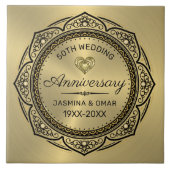 50番目の金ゴールド結婚のイスラム教装飾の円枠 タイル (正面)