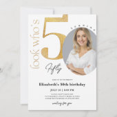 50番目の金ゴールド誕生日招待状(写真あり) 招待状 (正面)