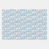 50番目の青い白黒タイポグラフィ番号 ラッピングペーパーシート (正面3)