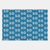 50番目の青い白黒タイポグラフィ番号 ラッピングペーパーシート (正面3)