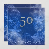 50番目の青い銀の誕生日の熱帯 招待状 (正面/裏面)