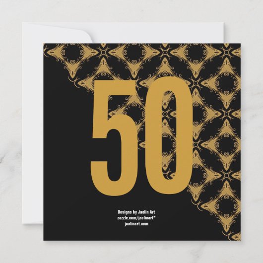 50番目の驚きの対角金ゴールドと黒のV02 招待状 (裏面)