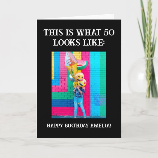 50番目パーソナライズされたのおもしろいマイルストーン誕生日 カード (正面)