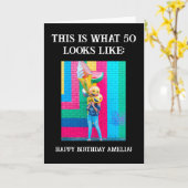 50番目パーソナライズされたのおもしろいマイルストーン誕生日 カード (黄色い花)