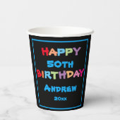 50番目モダンの誕生日名前をカスタムするカッコいい   紙コップ (裏面)