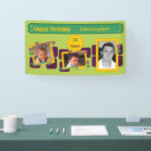 50番目男性への写真を追加する名前の緑のパーティー 横断幕 (トレードショー)