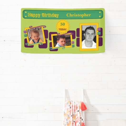 50番目男性への写真を追加する名前の緑のパーティー 横断幕 (インサイチュ)