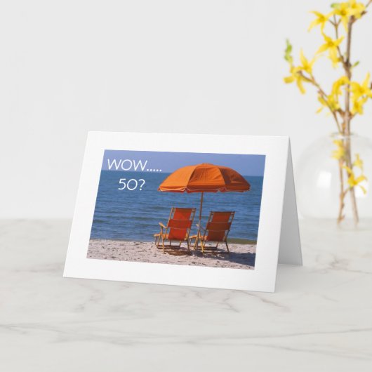 *50番目*の誕生日にはビーチで1日が必要 カード (黄色い花)