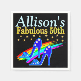 50番誕生日シューズラバーパーソナライゼーションパーティーナプキン スタンダードカクテルナプキン