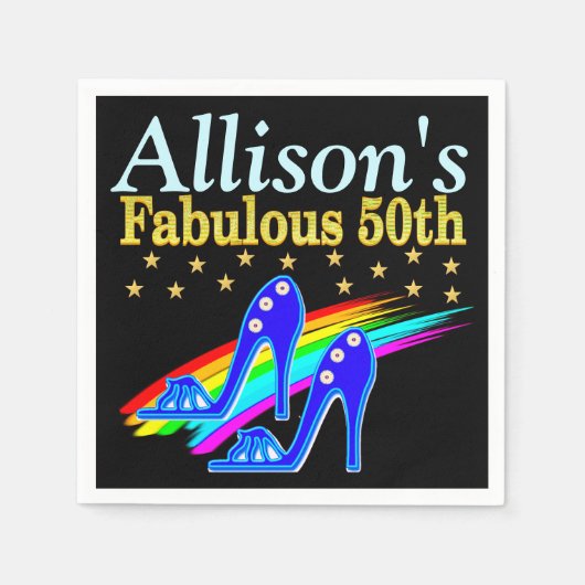 50番誕生日シューズラバーパーソナライゼーションパーティーナプキン スタンダードカクテルナプキン (正面)