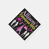 50番誕生日パーソナライズされたパリパーティーナプキンス スタンダードカクテルナプキン (角)