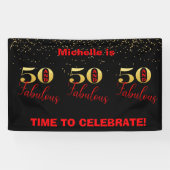 50祝と素晴らしい赤金ゴールド誕生日 横断幕 (横)