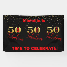 50祝と素晴らしい赤金ゴールド誕生日 横断幕