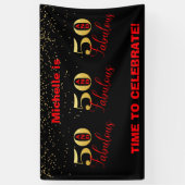 50祝と素晴らしい赤金ゴールド誕生日 横断幕 (縦)