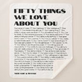 50私たちがあなたについて愛するものテンプレート誕生日逃げる シェルパブランケット (正面)