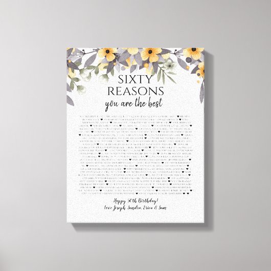 50私たちは銀黄色の花についてのあなたの愛のこと キャンバスプリント (正面)