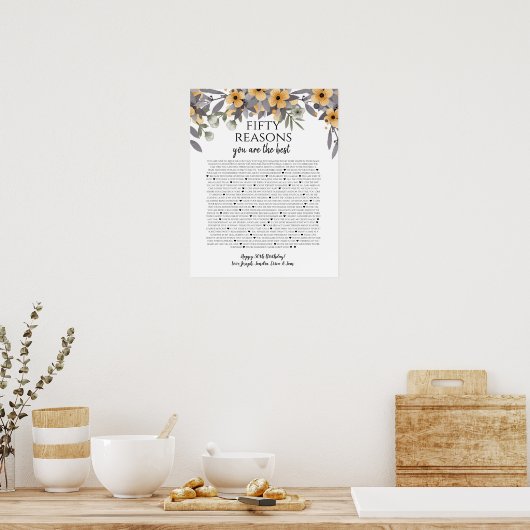 50私たちは銀黄色の花についてのあなたの愛のこと ポスター (キッチン)