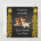 50素敵で可愛らしい誕生日パーティーの猫 招待状 (正面)