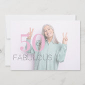 50素敵なフォトピモダンックピンク50th誕生日パーティー 招待状 (裏面)