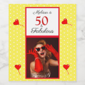 50素敵な写真名赤50誕生日黄WH ワインラベル (シングルラベル)
